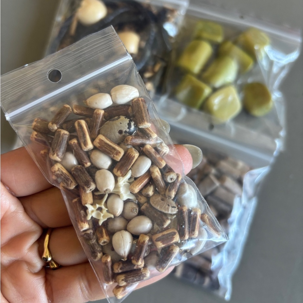 Assorted Tropical Beads - Nuts, Seeds, Coconut, Bamboo, Urchin - Picture 3 of 7